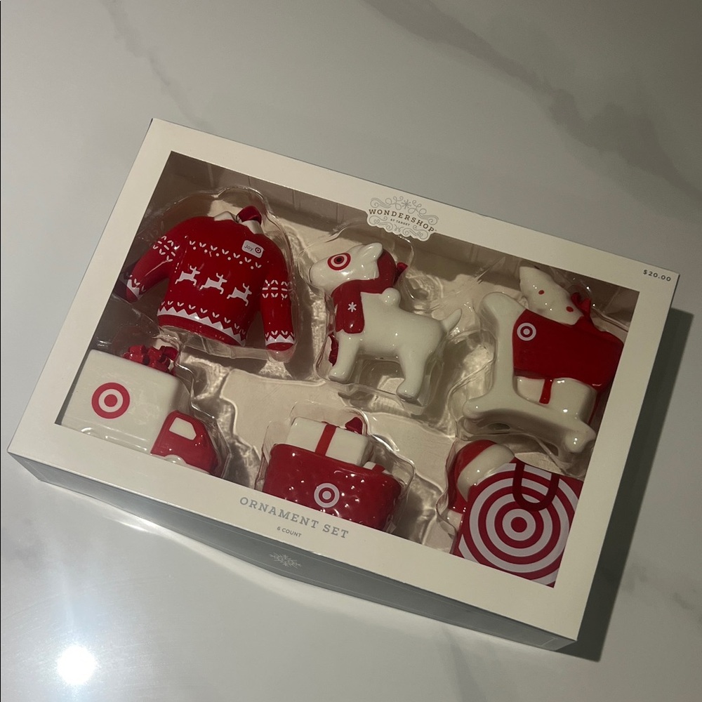 Wonder Shop Red and White Target Ornament Set